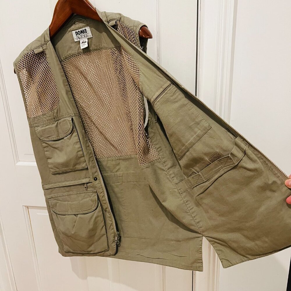 Domke PhoTOGS Utility Photo Vest Medium Khaki Mesh 13 Pockets Professional Zip - Picture 8 of 16